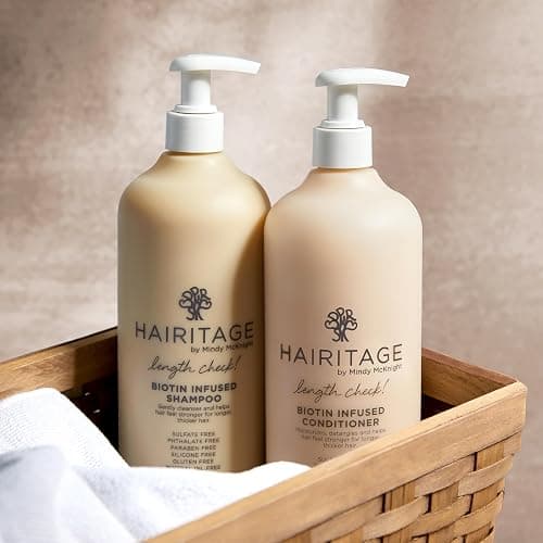 Hairitage Biotin + Castor Oil Shampoo and Conditioner Set - Volume + Moisture - Sulfate Free + Color Safe - Women + Men Hydrating Repair Shampoo Conditioner thumbnail 7