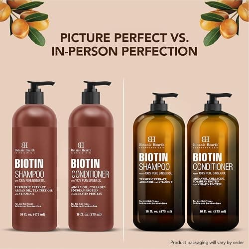 Botanic Hearth Biotin Shampoo and Conditioner Set - with Ginger Oil & Keratin for Hair Loss and Thinning Hair for Men and Women - Sulfate Free, 16 fl oz each thumbnail 2
