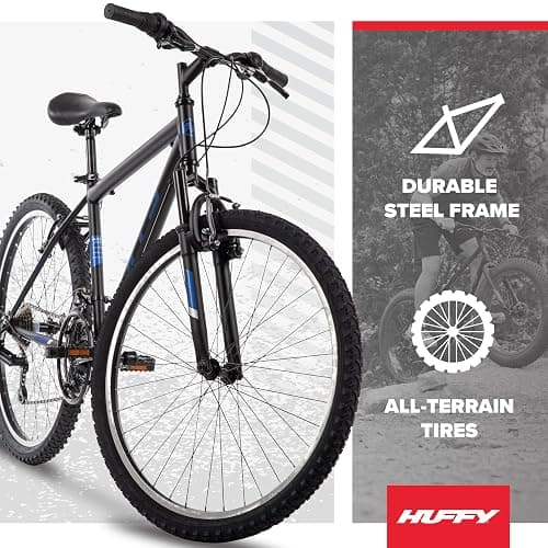 Huffy Stone Mountain Hardtail Mountain Bike for Boys/Girls/Men/Women, 20"/24"/26" Sizes, 6 or 21 Speed Shimano Twist Shifting, Front or Dual Suspension, Comfort Saddle, Sleek Colors thumbnail 4