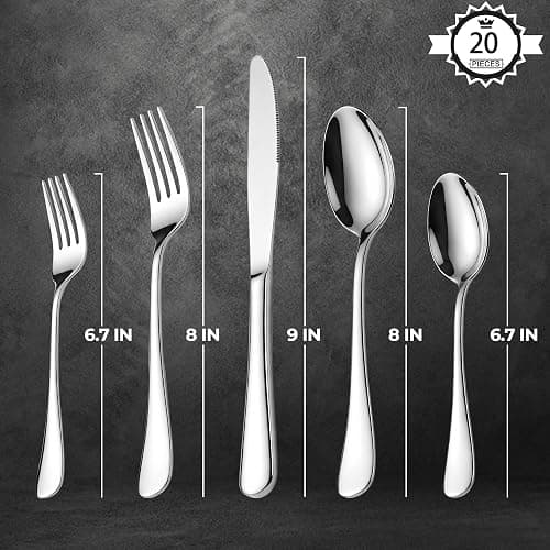 LIANYU 20 Piece Silverware Flatware Cutlery Set, Stainless Steel Utensils Service for 4, Include Knife Fork Spoon, Mirror Polished, Dishwasher Safe thumbnail 3