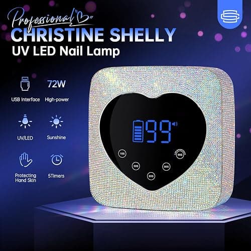 CHRISTINE SHELLY UV LED Nail Lamp 72W Rechargeable Sparkly Wireless Nail Dryer Gel Polish Light with 5 Timer Setting Professional Quick Dry Curing Lamp with Display Auto Sensor for Salon & Home thumbnail 2