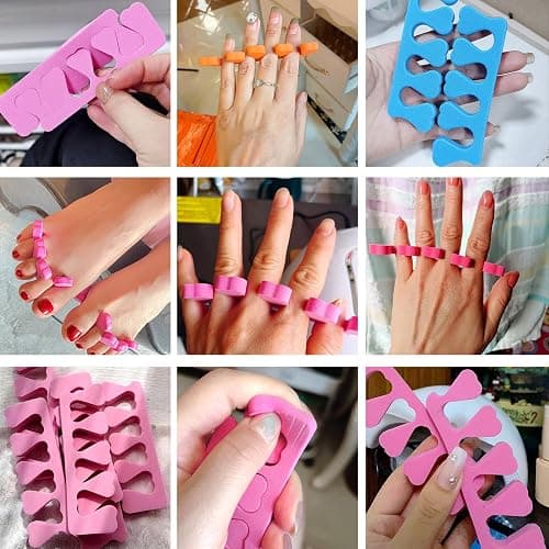 120pcs Toe Separators for Pedicure - Sponge Toe Separator for Nail Polish Party Nail Art Painting Toenails, 4 Funny Colors - Comfy and Soft thumbnail 6