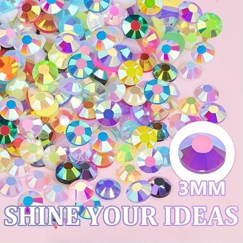 30000 PCS Resin Jelly Rhinestones Bedazzling Kit with Nail Rhinestones, 24 Colors 3mm Flatback Rainbow Gems with Paste Solution and Rhinestone Pen & Pliers for DIY Crafts Clothing Shoes Nail Art thumbnail 3