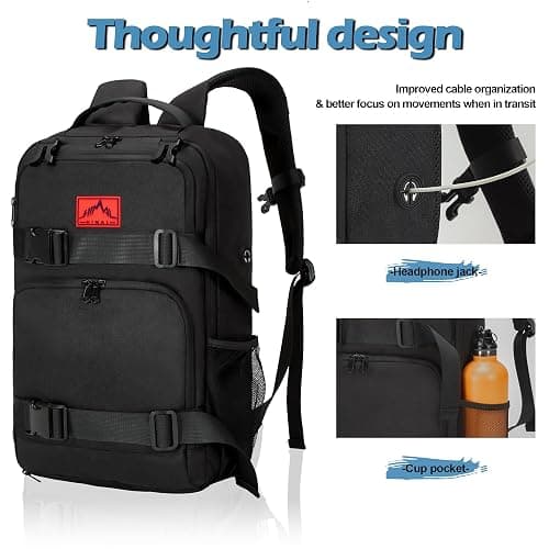 GoHimal Skateboard Backpack,17in Laptop Bag for Men&Women(Black) | USB Charging Port,Multi-Sport Design,Anti-Theft thumbnail 4