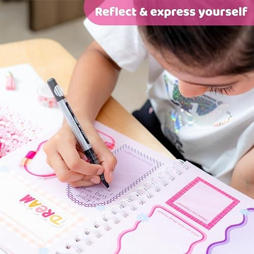 jackinthebox DIY Journal for Girls Ages 8-12, 242 pcs, Journaling kit, Tween Scrapbook, Includes 10 Mental Health Exercises, Girls Diary 8 9 10 11 12 Years - Pink thumbnail 4