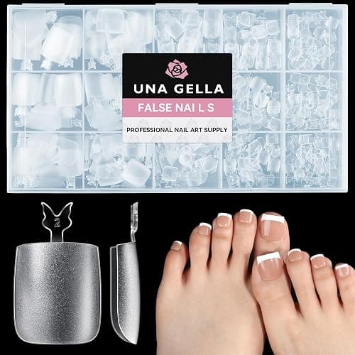 UNA GELLA Square Gel Toe Tips - 504pcs, 15 Sizes, Full Cover, Press Ons, Soak Off, DIY Nail Salon - Image 1