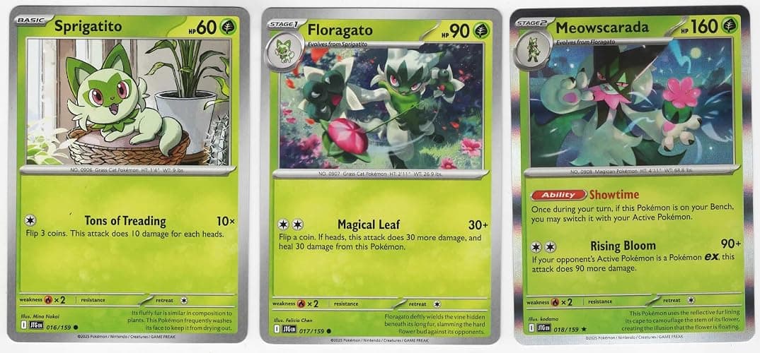 Meowscarada 018/159 – Journey Together – Pokemon 3 Card Lot - Image 1