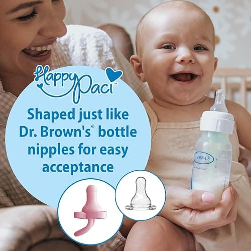 Dr. Brown’s HappyPaci 100% Silicone Pacifier 0-6m, BPA Free, White, Pink, Light Pink 3-Pack thumbnail 3