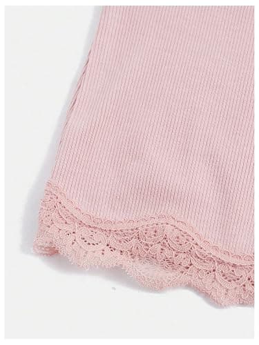 SOLY HUX Girl's Sleeveless Lace Trim Camisoles Spaghetti Strap Ribbed Crop Tank Tops thumbnail 4