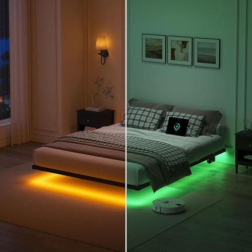 YORMDMO Floating Bed Frame Queen Size, Heavy Duty Bedframe with Smart LED Lights & Charging Station, Modern Metal Platform Bed, Easy Assembly No Box Spring Needed, 8 Inch thumbnail 5