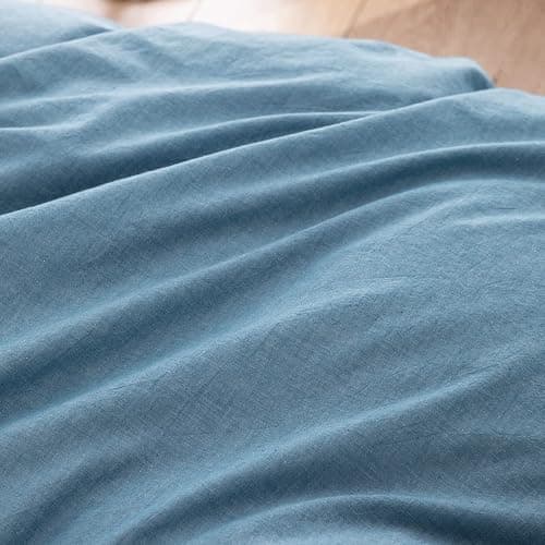 BESTOUCH Duvet Cover Set 100% Washed Cotton Linen Feel Super Soft Comfortable Chic Lightweight 3 PCs Home Bedding Set Solid Dark Blue Queen thumbnail 6