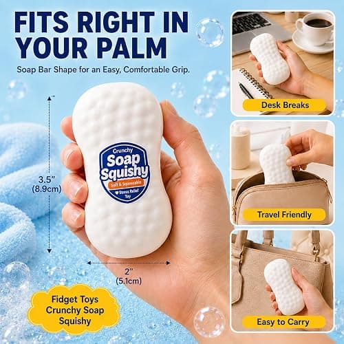 Crunchy Soap Squishy, Asmr Crunchy Squishy, Slow Rising Soap Squishy Toys | Squishy Crunchy Soap Fidget Toys, Squishy Sensory Toys, Squishy Stress Relief Toys,Stress Balls,for Kid & Adult, Party Favors thumbnail 4