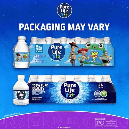 Pure Life Purified Bottled Water, 24 Pack - Still Drinking Water Enhanced with Minerals for a Crisp Taste - 8 Fl Oz - Toy Story 5 Packaging Graphics thumbnail 3