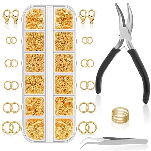 Anezus 1200PCS Jump Rings for Jewelry Making Kit, Gold, Jewelry Making Supplies and Necklace Repair, Modern Style, Small Size, Not Foldable - Image 1