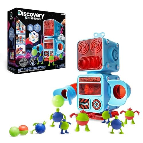 Discovery DIY Prize-Pod Robot Kit, 52-Piece Vending Machine Building Set, 12 Transforming Capsules, Educational Science Experiment, Engineering STEM Project, Robotics Toy Gift Kids Age 8+ - Image 1