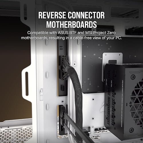 CORSAIR 2500X Small-Tower mATX Dual Chamber PC Case – Panoramic Tempered Glass – Reverse Connection Motherboard Compatible – No Fans Included – White thumbnail 4