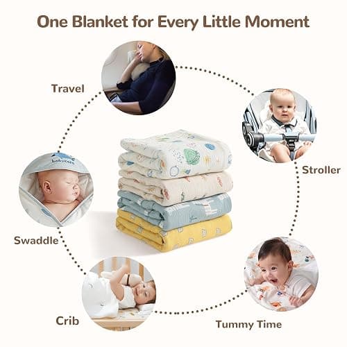 NTBAY Muslin Baby Swaddle Blanket, 2-Layer, 30x40 Lightweight Receiving Blanket for Newborns and Infants, Crib Stroller Travel Use, Cloudy Bunny thumbnail 7