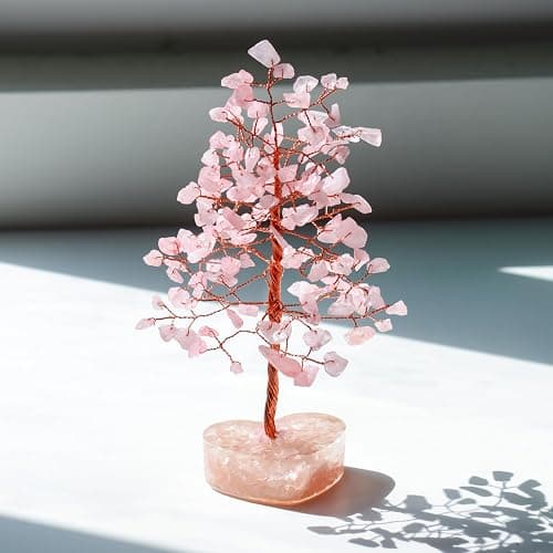 Crocon® Rose Quartz Heart Base Crystals Tree of Life 7-8 inch Healing Stone | Birthday Gifts For Women & Friends Crystals and Meditation Home Décor Gift Ideas House Warming Gift New Home for Mom Presents thumbnail 2