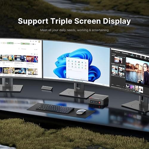 BOSGAME P4 Light Gaming Mini PC, Ryzen 7 5825U, 32GB RAM 1TB SSD, 11 Pro Triple 4K 60HZ Displays Desktop Computers, Support PS3 Emulator Micro PC, HDMI+DP+Type-C, WiFi 6E, BT5.2, Dual 2.5GbE LAN thumbnail 3