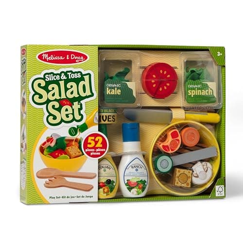 Melissa & Doug Slice and Toss Salad 52-Piece Toy Food Set & Montessori-Inspired Play Kitchen Accessories, Preschool Learning Toys for Girls & Boys 3+ thumbnail 3