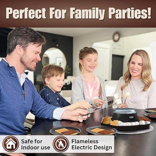 S'MORES GALORE™ Electric S'mores Maker - Tabletop Indoor Smore Maker w/4 Skewers & Serving Tray - All Year Long Marshmallow Roaster Kit thumbnail 2
