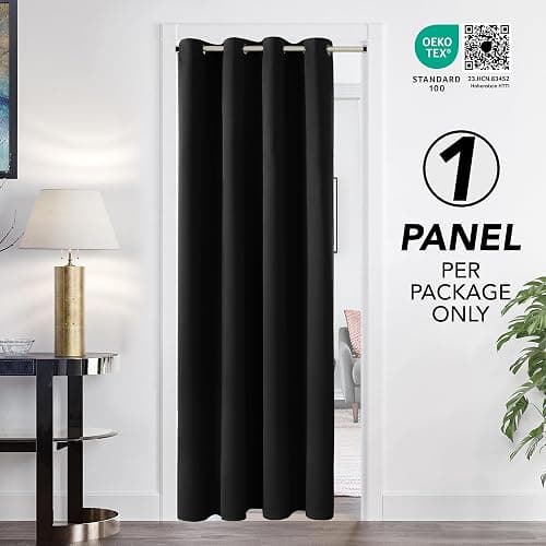 Deconovo Blackout Curtains for Living Room, Room Darkening Curtain Panel for Bedroom, Thermal Insulated Window Curtain, 1 Panel, Black, 52 W x 84 L Inch Long Curtain thumbnail 3