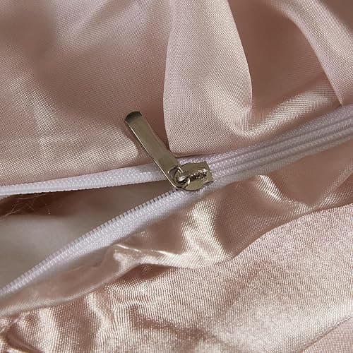 Silk Like Satin Bedding Queen Light Pink Duvet Cover Set Soft Silky Ruffle Comforter Cover Sexy Hotel Silky Bedding Sets 1 Duvet Cover 2 Pillowcases (Queen, Light Pink) thumbnail 7