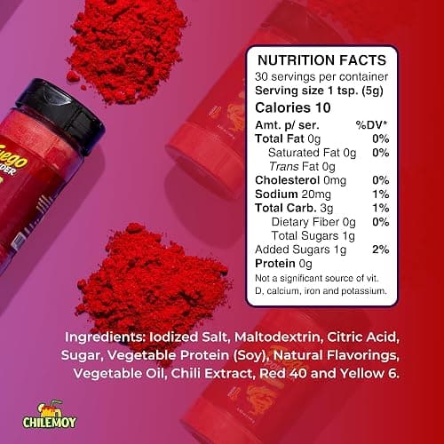 CHILEMOY Fuego Powder, Mexican Chili Snack Seasoning, 5.25 oz | Shake on fruit, chips, popcorn, elote and wings. Bold tangy chili heat in a controlled sprinkle cap. thumbnail 2