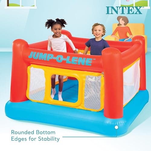 Intex Inflatable Jump-O-Lene Indoor or Outdoor Playhouse Trampoline Bounce Castle House with Crawl-Thru Door and Net for Kids Ages 3-6 - 1 Pack thumbnail 5