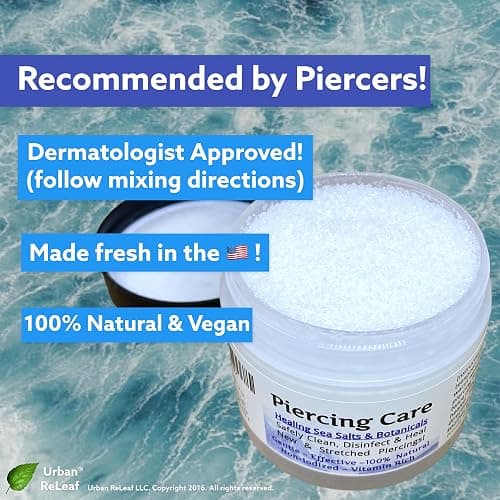 Urban ReLeaf Piercing Care - Healing Sea Salt & Botanical Aftercare - Safely Clean & Heal New & Stretched Piercings - 1 (3 Ounce) thumbnail 2