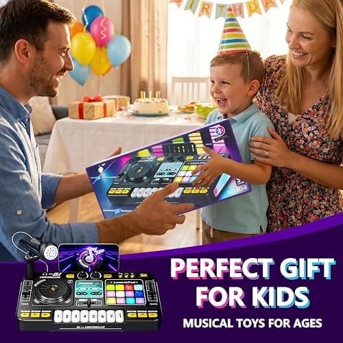 Tsomtto Kids DJ Mixer Table Musical Toy with Lights & Bluetooth | Electronic Music Toy with Microphone Piano, DJ Mixer Controller Toys Birthday Christmas Gifts for 3 4 5 6 Year Old Boys Girls thumbnail 8