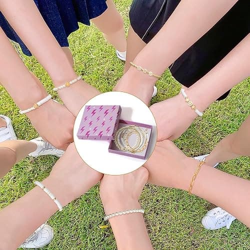 LieToi Preppy Heishi Bracelets Set Colorful White Gold Smile Heart Star Evil Eye Beaded Polymer Clay Pearl Stackable Charm Y2K Kidcore Summer Beach Bohemian Layering Bracelets Jewelry for Women Girls Teens thumbnail 5