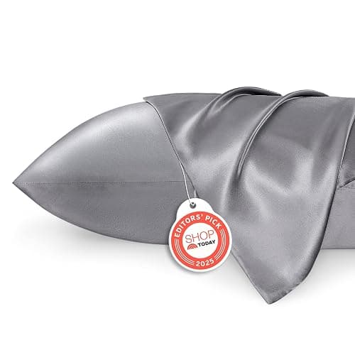 Bedsure King Size Satin Pillowcase Set of 2 - Dark Grey Pillow Covers for Hair and Skin with Envelope Closure, Similar to Silk Pillow Cases, Gifts for Women Men, 20x36 Inches, 2pcs - Image 1