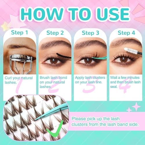 Brown Lash Clusters Kit Manga Eyelash Cluster Spiky Lashes Extensions | 10-14 C Curl 90pcs Wispy Lash Cluster Kit with Bond & Seal Natural Eyelash Cluster Anime Individual Lashes for Beginners thumbnail 7