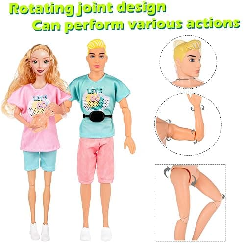 Family Dolls Set of 7 People Include Pregnant Mom Dad 4 Kids, a Small Baby in Mommy's Tummy,a Puppy Dog and a Little Horse, Doll Playsets and Accessories for 3-12 Years Old Toddlers Gift thumbnail 4