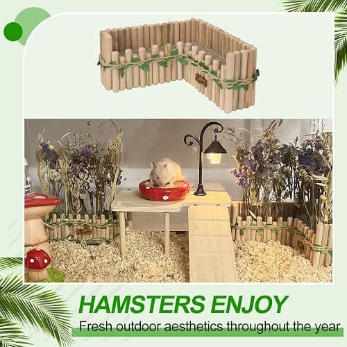 Hamster Cage Sprays Flower Foraging Holder - Natural Wood Feeding Stand, Small Pet Habitat Accessories for Hamsters Mouse Guinea Pig Dwarf Gerbils Syrian Mice (Leaf - L Shape) thumbnail 6