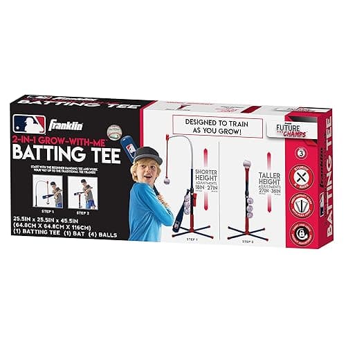 Franklin Sports Grow-with-Me Kids Baseball Batting Tee + Stand Set for Youth + Toddlers - Youth Baseball, Softball + Teeball Hitting Tee Set for Boys + Girls - Grow With Me Tee - MLB Baseball thumbnail 11