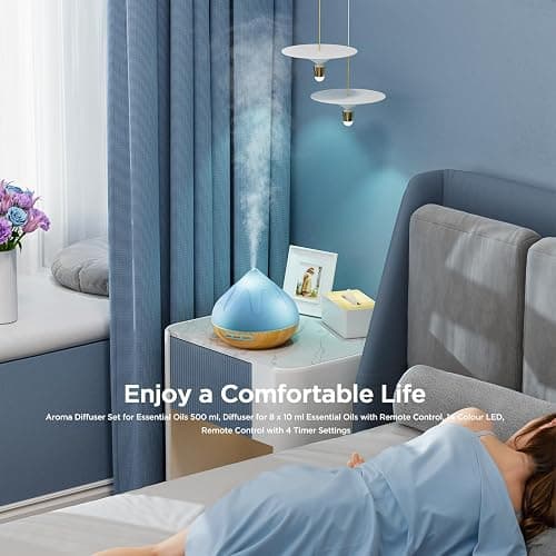 Aroma 500 ML Diffiser with Essential Oils Set, Essential Oil Diffuser with Remote Control, Humidifier with 14 Color Lights for Large Room, 4 Timer Setting, Auto Shut-Off thumbnail 5