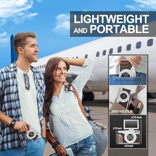Digital Cameras for Photography,48MP&4K Video, 18X Zoom Vlogging for YouTube, Portable Compact Small Camera with 2 Batteries, Digital Point and Shoot Camera thumbnail 4
