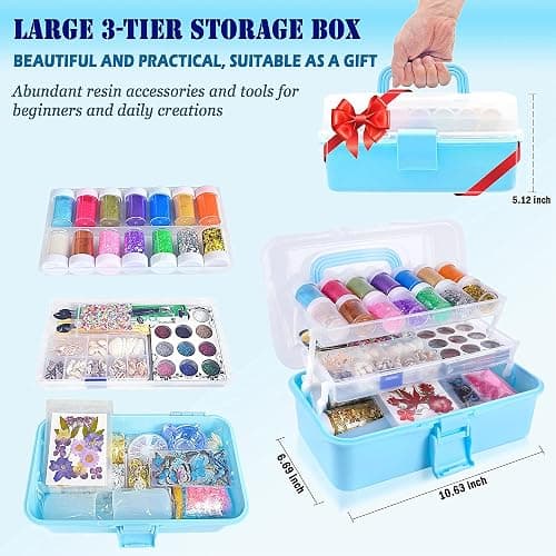 Myzzxt Resin Decoration Accessories Kit,Supplies Kit for Beginner,with Dried Flowers,Butterfly Stickers,Mica Powder and Fillers,Measuring Cups Tool Kit,for Resin Jewelry Making thumbnail 3