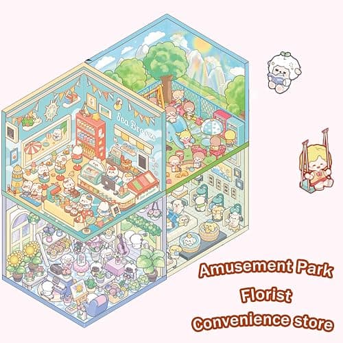 DIY 3D House Stickers,20 Sets Fun DIY Stickers Scene for Kids Adults Cute Make Your Own Cartoon Animal Scene for Gifts, Relief Stress Pass The Time-Fun Haven thumbnail 5