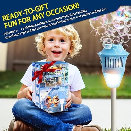 ROHSCE Automatic Bubble Machine with LED Lights & Music, Tall Rechargeable Bubble Maker for Kids, Adjustable Height 47 Inches Outdoor Bubble Stand Machine for Birthday Party, Wedding, Garden, Camping thumbnail 9