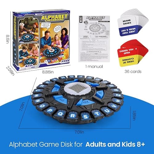 VIVIYCFISH Family Word Games for Kids and Adults,Alphabet Chess Board Game with 15 Seconds Display Timer and 36 Category Card,Fun Fast-paced Game, Word Learning Toy thumbnail 3