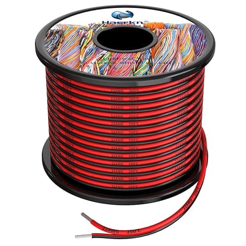 22 awg Silicone Electrical Wire 2 Conductor Parallel Wire line 200ft [Black 100ft Red 100ft] 22 Gauge Soft and Flexible Hook Up Oxygen Free Stranded Tinned Copper Wire - 22awg/0.3mm² - Image 1