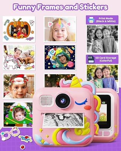 KOKODI Kids Camera Instant Print, Toddler Cameras Christmas Birthday Gifts for Girls Age 3-12, Digital Video Instant Printable Camera for Kids,Toys for Ages 5-7 Girls (Pink) thumbnail 6