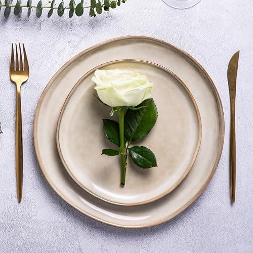 AmorArc Ceramic Dinnerware Sets,Handmade Reactive Glaze Stoneware Plates and Bowls Sets,Highly Scratch Resistant | Dishwasher & Microwave Safe Dishes Set,Service for 6 (18pc) thumbnail 5