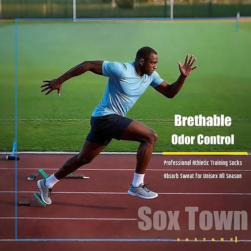 SOX TOWN Unisex Cushioned Crew Training Athletic Socks Men & Women with Combed Cotton Moisture Wicking Breathable Performance thumbnail 4