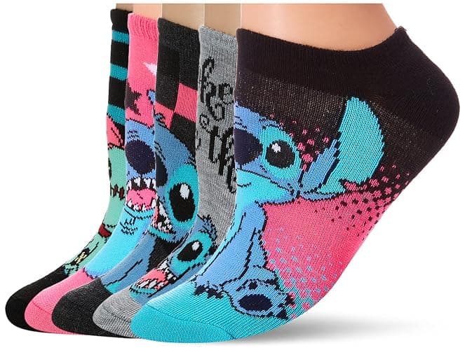 Disney womens Lilo & Stitch 5 Pack No Show Socks - Image 1