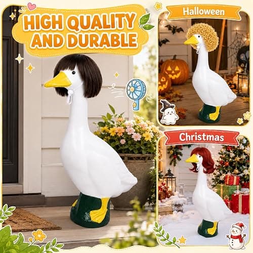 Zixumild 4Pcs Porch Goose Wigs Set Porch Goose Outfits Accessories for Outdoor Statue Accessories Garden Patio Yard Goosey Decoration (3PCS Wigs-A) thumbnail 4