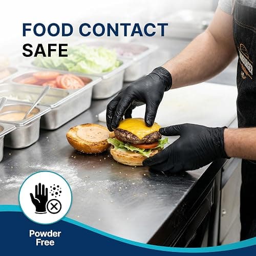 Schneider Nitrile Exam Gloves, 4 Mil Black Gloves Disposable Latex Free Powder Free, Food Safe for Cooking, Food Prep, Clean thumbnail 5